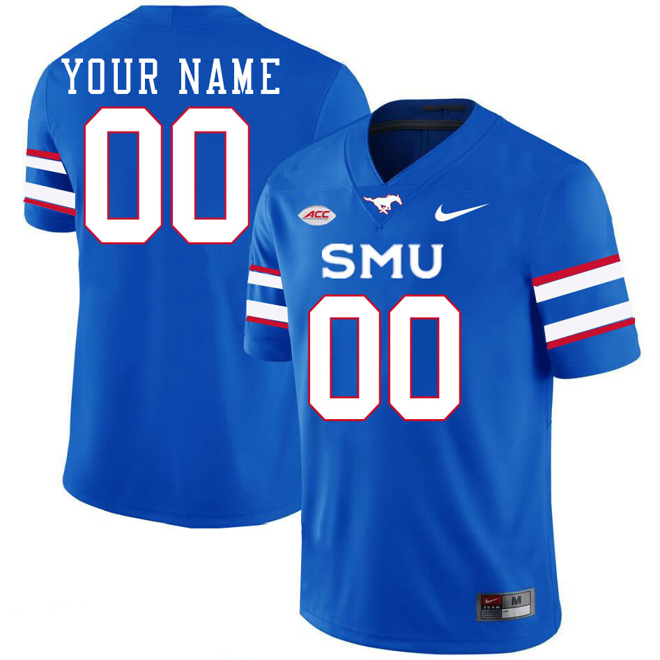 Custom SMU Mustangs Name And Number Football Jersey-Royal